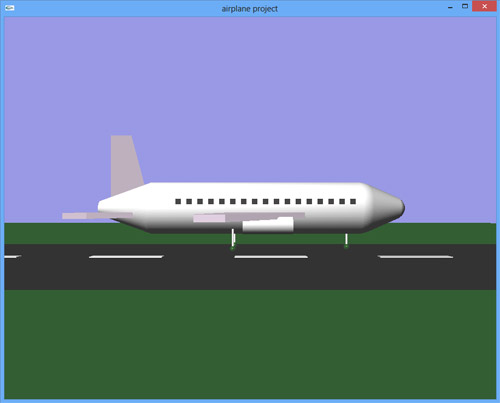 پروژه سه بعدی گرافیک opengl پرواز هواپیما مسافربری از فرودگاه