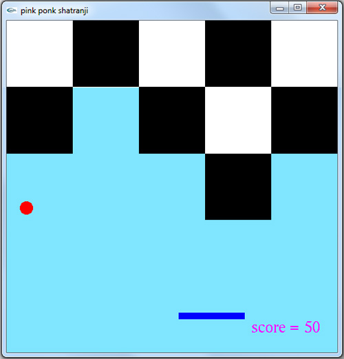 پروژه گرافیک بازی دوبعدی توپ و راکت در صفحه شطرنجی